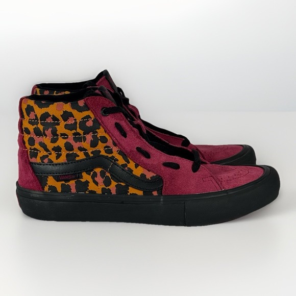 Vans Ultra Cush Pro Men's High Top Sneakers Maroon Cheetah  Size 9.5 Shoes M159 - Picture 1 of 10